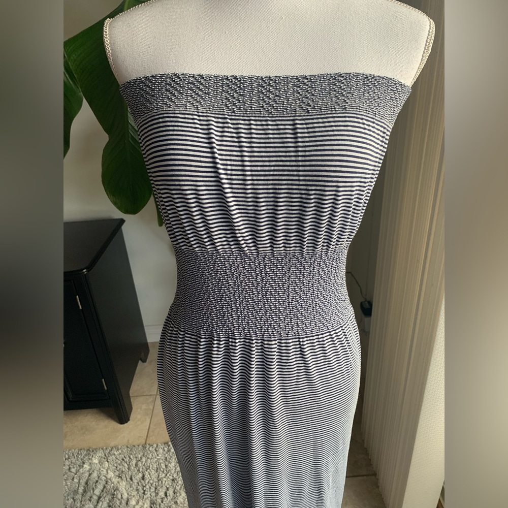 Blue Striped cotton maxi dress